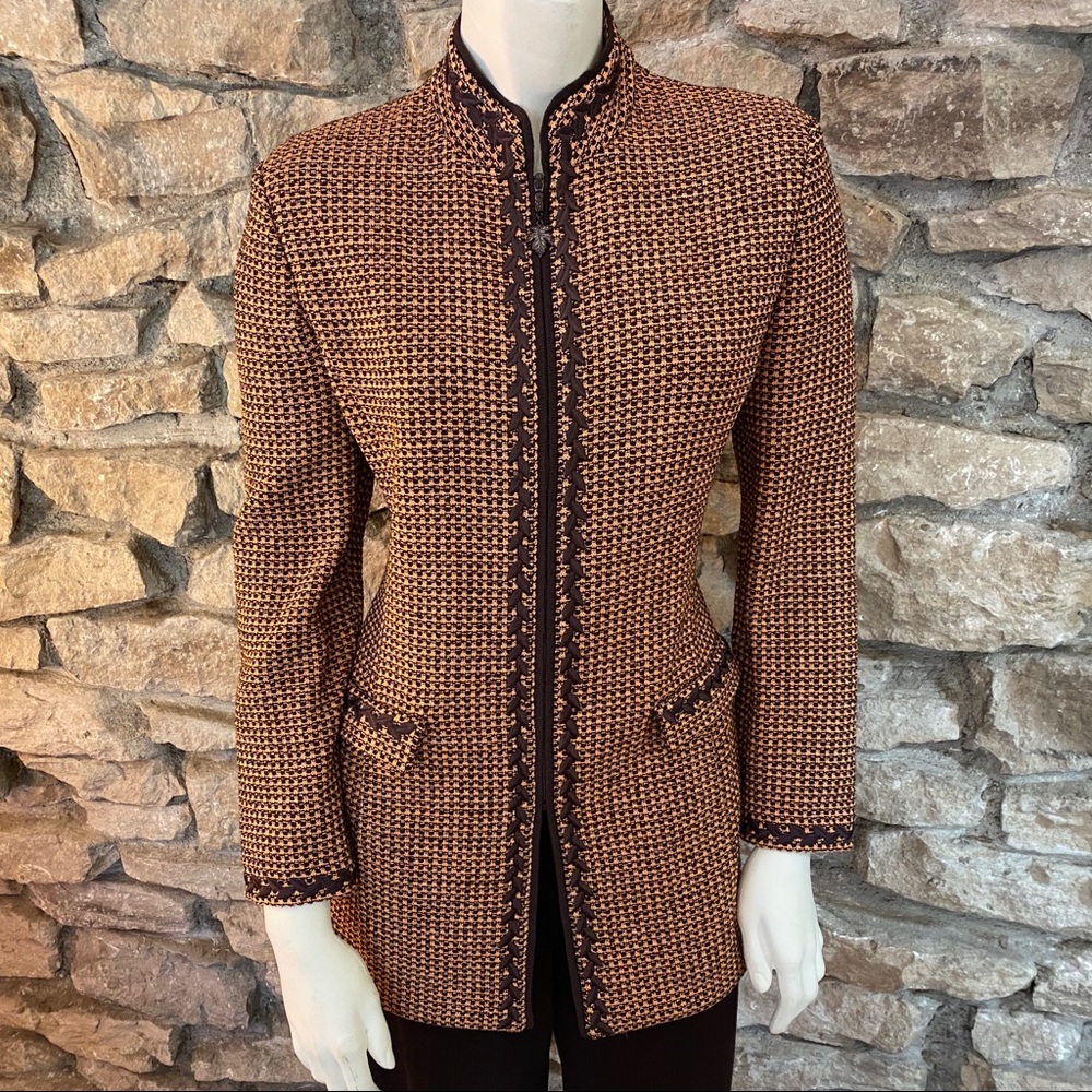 ST.JOHN BROWN Orange & Brown Jacket SIZE 6